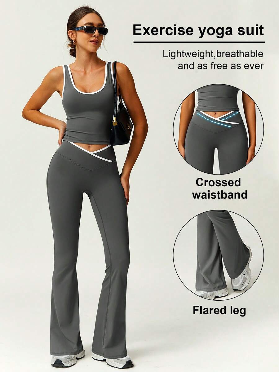 Women 2pcs Sports Vest And Fla - Crossfit Vest 리뷰 및 가격
