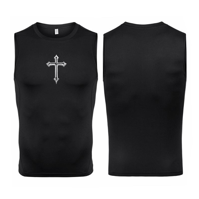 Cross Print Sleeveless Compres - Crossfit Vest 리뷰 및 가격
