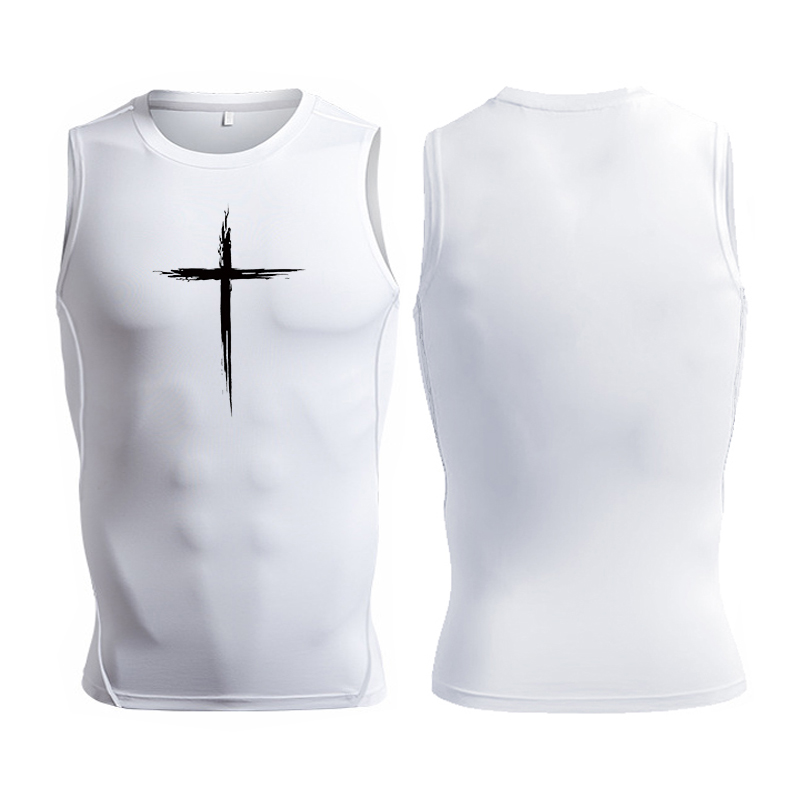 Cross Print Sleeveless Compres - Crossfit Vest 리뷰 및 가격