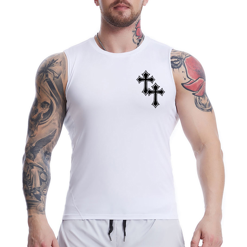 Cross Print Sleeveless Compres - Crossfit Vest 리뷰 및 가격